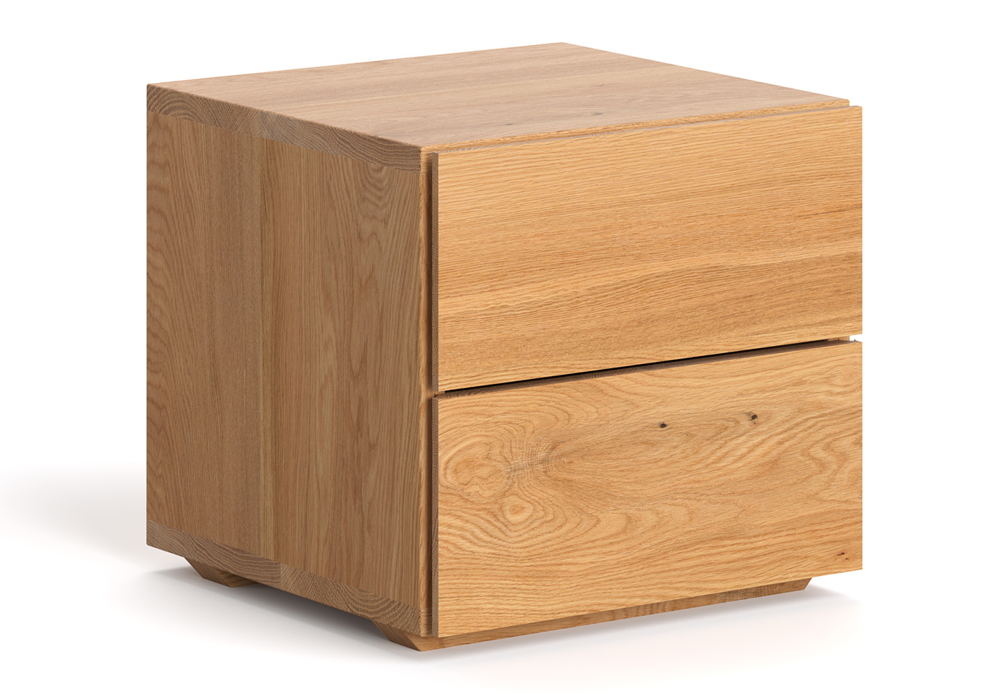 Szafka nocna Cube wykonana z litego drewna dębowego.