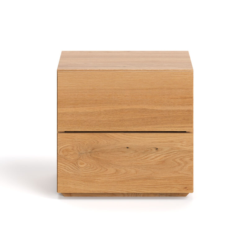 Szafka nocna Cube wykonana z litego drewna dębowego.