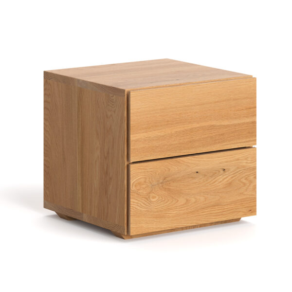 Szafka nocna Cube wykonana z litego drewna dębowego.